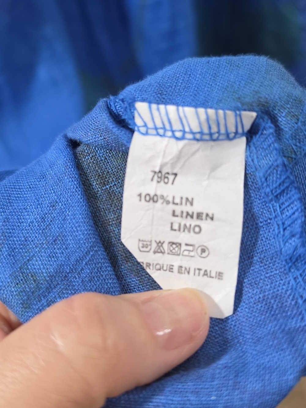 Blue Floral Linen Tunic Dress Lagenlook Osfm - Picture 9 of 9